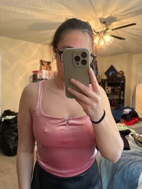 Target Purple Satin Cami Tank Top with Bow Accent